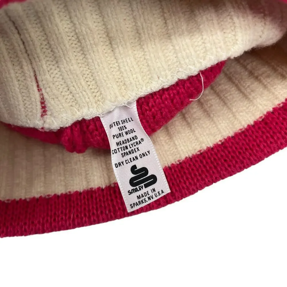 Smiley Beanie 100% Wool Cap Pink Sock Hat‎ Mountain Outdoor